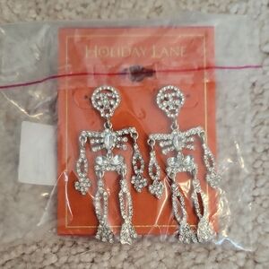 Halloween Skeleton Earrings Silver